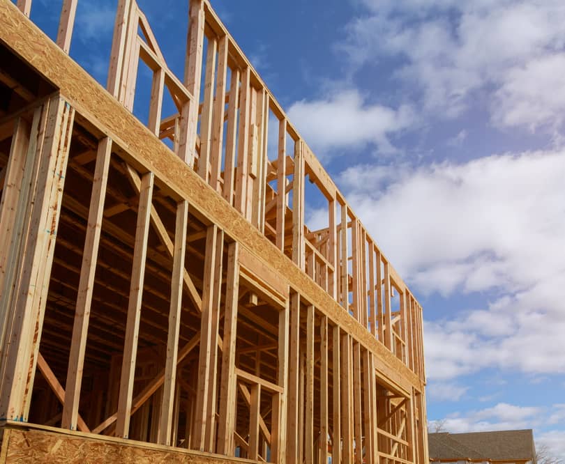 Home framing and construction in progress